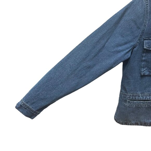 J.Crew 4 Pocket Blue Denim Button-Up Jacket Neutral Boho Classic Preppy Size S - Picture 4 of 8